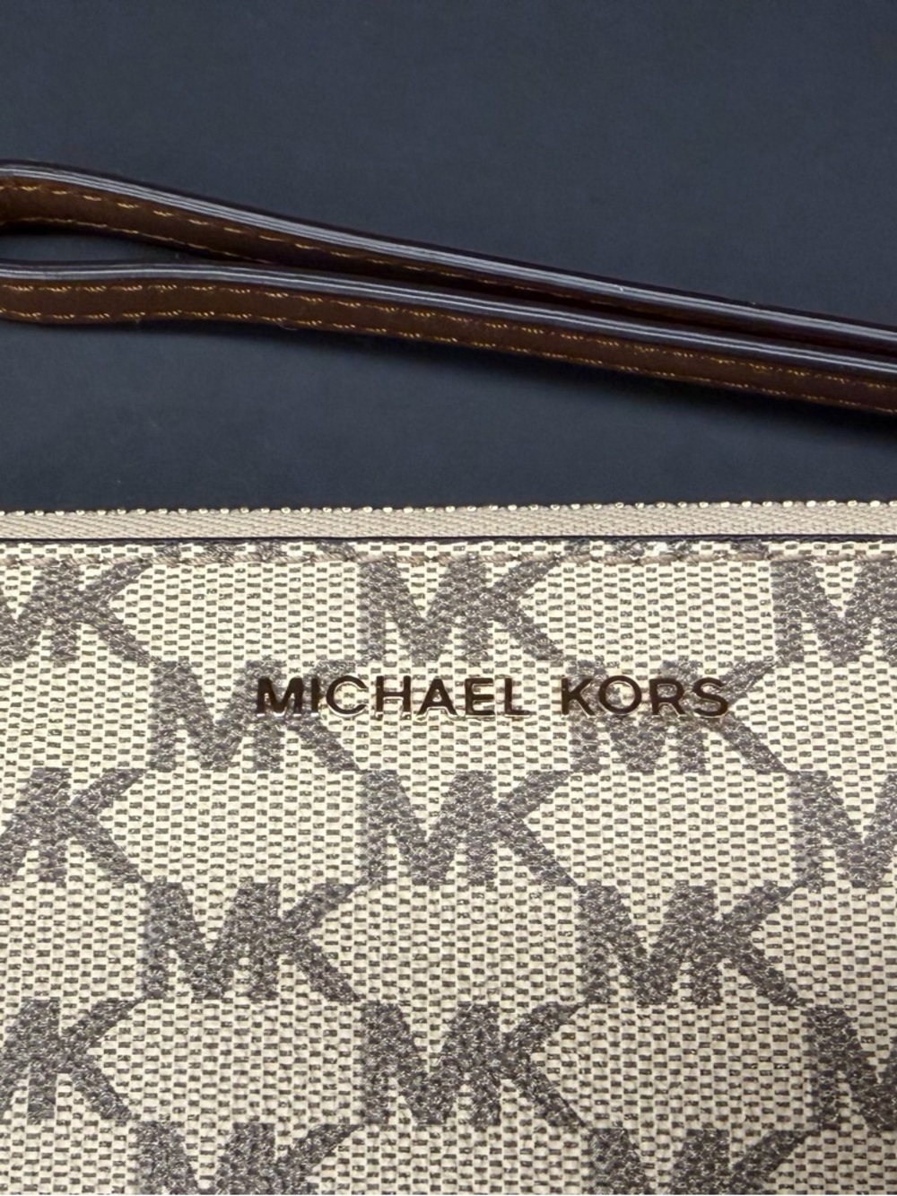 Michael Kors Cooper MK Logo Wristlet - Tan - Picture 3 of 11